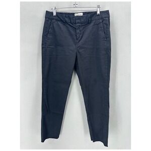 Nili Lotan East Hampton Pants Black Stretch Crop Size 6 Raw Hem Quiet‎ Luxury